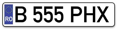Placuta inmatriculare numar auto  B-555-PHX, B 555 PHX, B555PHX