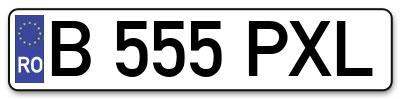 Placuta inmatriculare numar auto  B-555-PXL, B 555 PXL, B555PXL