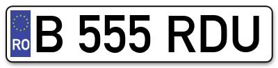 Placuta inmatriculare numar auto  B-555-RDU, B 555 RDU, B555RDU