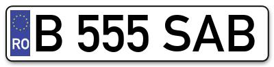 Placuta inmatriculare numar auto  B-555-SAB, B 555 SAB, B555SAB