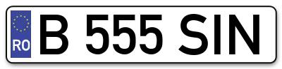 Placuta inmatriculare numar auto  B-555-SIN, B 555 SIN, B555SIN