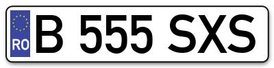 Placuta inmatriculare numar auto  B-555-SXS, B 555 SXS, B555SXS