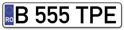 Placuta inmatriculare numar auto  B-555-TPE, B 555 TPE, B555TPE