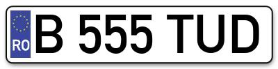 Placuta inmatriculare numar auto  B-555-TUD, B 555 TUD, B555TUD