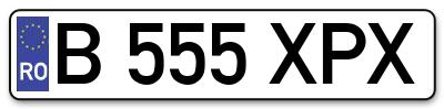 Placuta inmatriculare numar auto  B-555-XPX, B 555 XPX, B555XPX