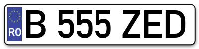 Placuta inmatriculare numar auto  B-555-ZED, B 555 ZED, B555ZED
