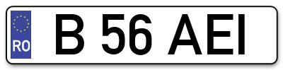 Placuta inmatriculare numar auto  B-56-AEI, B 56 AEI, B56AEI