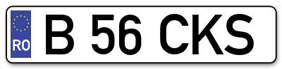 Placuta inmatriculare numar auto  B-56-CKS, B 56 CKS, B56CKS