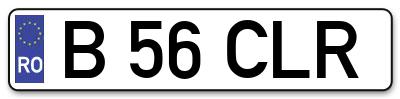 Placuta inmatriculare numar auto  B-56-CLR, B 56 CLR, B56CLR