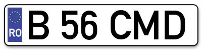 Placuta inmatriculare numar auto  B-56-CMD, B 56 CMD, B56CMD