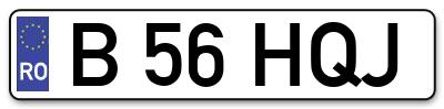 Placuta inmatriculare numar auto  B-56-HQJ, B 56 HQJ, B56HQJ