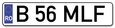 Placuta inmatriculare numar auto  B-56-MLF, B 56 MLF, B56MLF