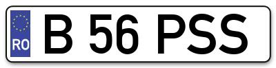 Placuta inmatriculare numar auto  B-56-PSS, B 56 PSS, B56PSS