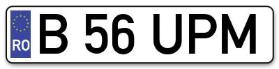 Placuta inmatriculare numar auto  B-56-UPM, B 56 UPM, B56UPM