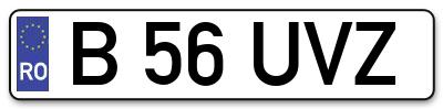 Placuta inmatriculare numar auto  B-56-UVZ, B 56 UVZ, B56UVZ