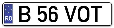 Placuta inmatriculare numar auto  B-56-VOT, B 56 VOT, B56VOT