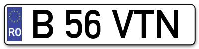 Placuta inmatriculare numar auto  B-56-VTN, B 56 VTN, B56VTN