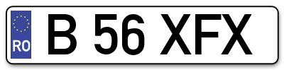 Placuta inmatriculare numar auto  B-56-XFX, B 56 XFX, B56XFX