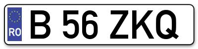 Placuta inmatriculare numar auto  B-56-ZKQ, B 56 ZKQ, B56ZKQ