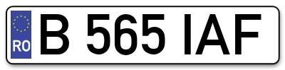 Placuta inmatriculare numar auto  B-565-IAF, B 565 IAF, B565IAF