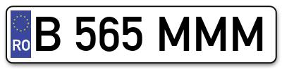 Placuta inmatriculare numar auto  B-565-MMM, B 565 MMM, B565MMM