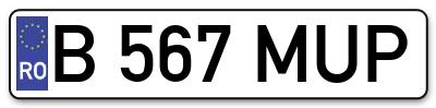 Placuta inmatriculare numar auto  B-567-MUP, B 567 MUP, B567MUP