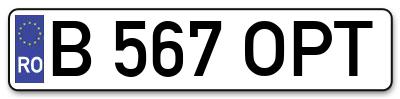 Placuta inmatriculare numar auto  B-567-OPT, B 567 OPT, B567OPT