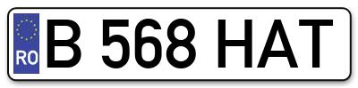 Placuta inmatriculare numar auto  B-568-HAT, B 568 HAT, B568HAT