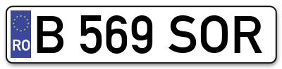 Placuta inmatriculare numar auto  B-569-SOR, B 569 SOR, B569SOR