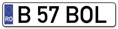 Placuta inmatriculare numar auto  B-57-BOL, B 57 BOL, B57BOL