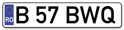 Placuta inmatriculare numar auto  B-57-BWQ, B 57 BWQ, B57BWQ