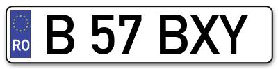 Placuta inmatriculare numar auto  B-57-BXY, B 57 BXY, B57BXY