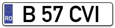 Placuta inmatriculare numar auto  B-57-CVI, B 57 CVI, B57CVI