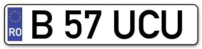 Placuta inmatriculare numar auto  B-57-UCU, B 57 UCU, B57UCU