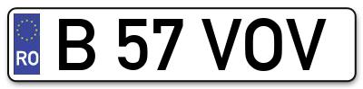 Placuta inmatriculare numar auto  B-57-VOV, B 57 VOV, B57VOV