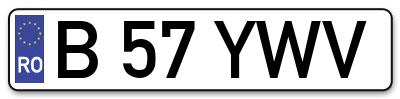 Placuta inmatriculare numar auto  B-57-YWV, B 57 YWV, B57YWV