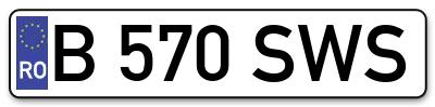 Placuta inmatriculare numar auto  B-570-SWS, B 570 SWS, B570SWS