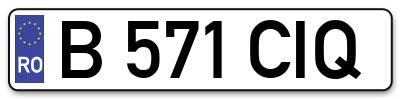 Placuta inmatriculare numar auto  B-571-CIQ, B 571 CIQ, B571CIQ