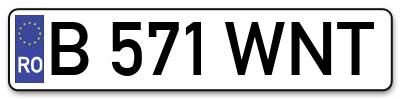 Placuta inmatriculare numar auto  B-571-WNT, B 571 WNT, B571WNT