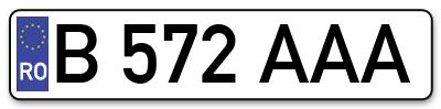 Placuta inmatriculare numar auto  B-572-AAA, B 572 AAA, B572AAA
