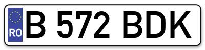 Placuta inmatriculare numar auto  B-572-BDK, B 572 BDK, B572BDK