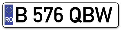 Placuta inmatriculare numar auto  B-576-QBW, B 576 QBW, B576QBW