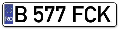 Placuta inmatriculare numar auto  B-577-FCK, B 577 FCK, B577FCK