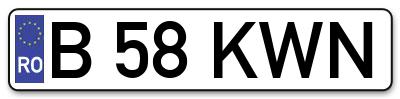 Placuta inmatriculare numar auto  B-58-KWN, B 58 KWN, B58KWN