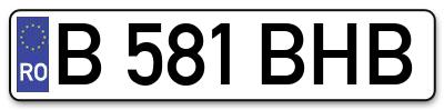 Placuta inmatriculare numar auto  B-581-BHB, B 581 BHB, B581BHB