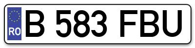 Placuta inmatriculare numar auto  B-583-FBU, B 583 FBU, B583FBU