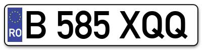 Placuta inmatriculare numar auto  B-585-XQQ, B 585 XQQ, B585XQQ