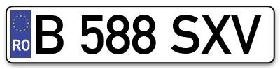 Placuta inmatriculare numar auto  B-588-SXV, B 588 SXV, B588SXV
