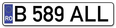 Placuta inmatriculare numar auto  B-589-ALL, B 589 ALL, B589ALL