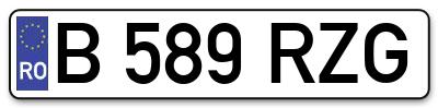 Placuta inmatriculare numar auto  B-589-RZG, B 589 RZG, B589RZG